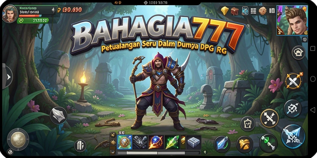 Screenshot BAHAGIA777 menampilkan pertarungan epik di dunia RPG.