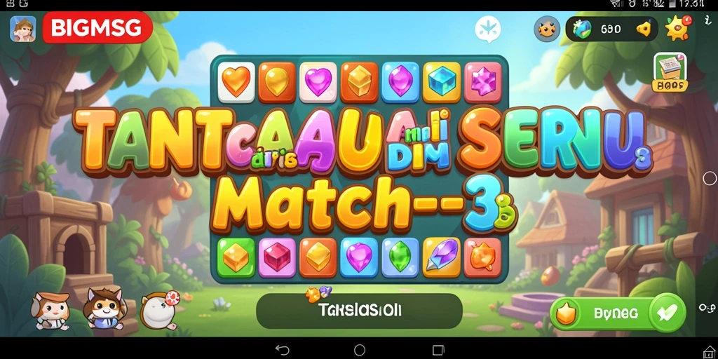 Screenshot gameplay BIGMSG yang menampilkan keseruan mencocokkan permata.