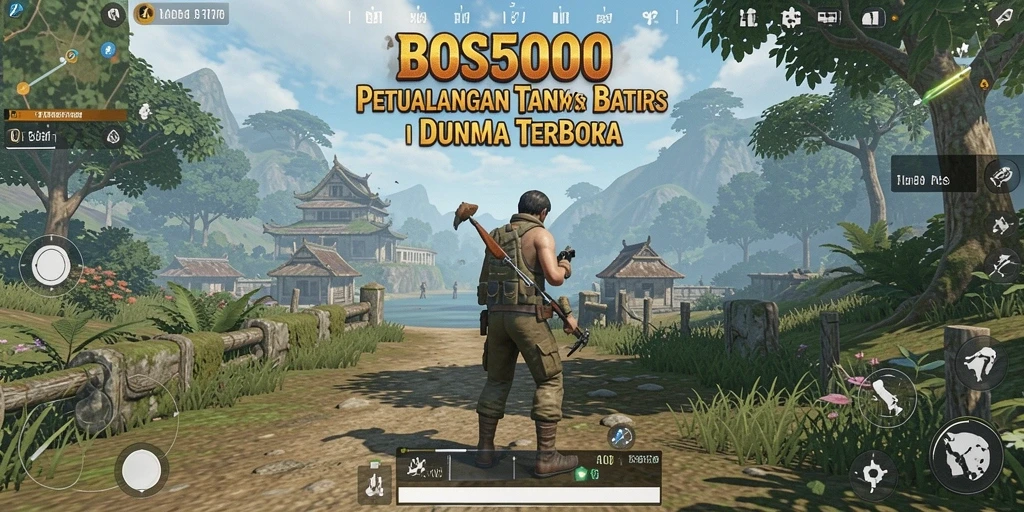 Tampilan epik dari gameplay BOS5000 di dunia terbuka.
