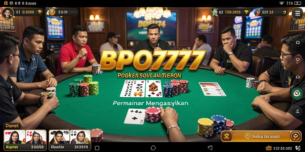 Tampilan menarik dari gameplay Poker di BPO777 yang mendebarkan.