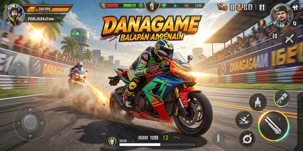 Tampilan gameplay seru balapan motor di DANAGAME.