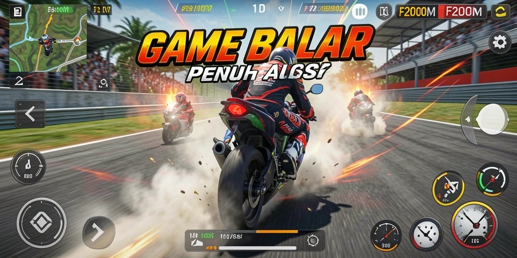 Gameplay seru dengan lintasan balap menantang di F200M.