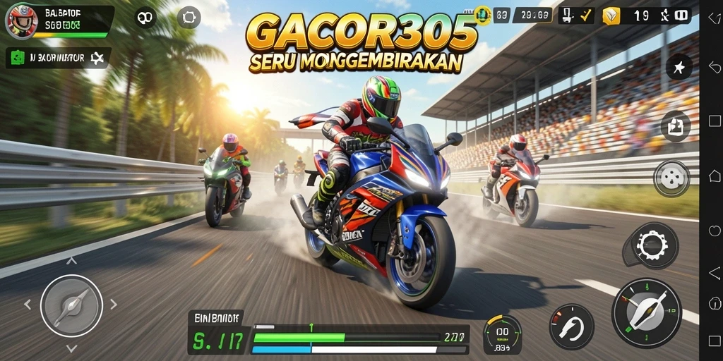 Tangkapan layar GACOR305 menampilkan balapan motor yang mendebarkan.