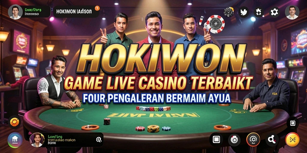Tampilan gameplay HOKIWON dengan dealer langsung dan suasana kasino.