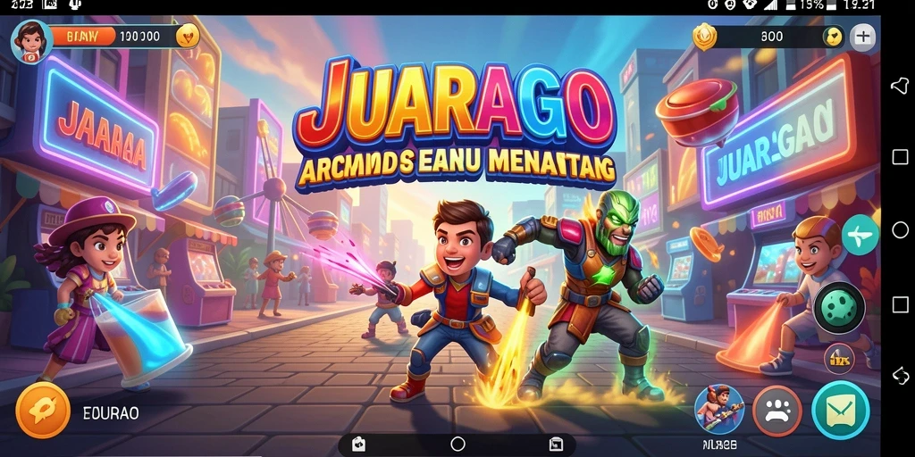 Screenshot utama JUARAGO menampilkan aksi gameplay Arcade yang seru dan dinamis.