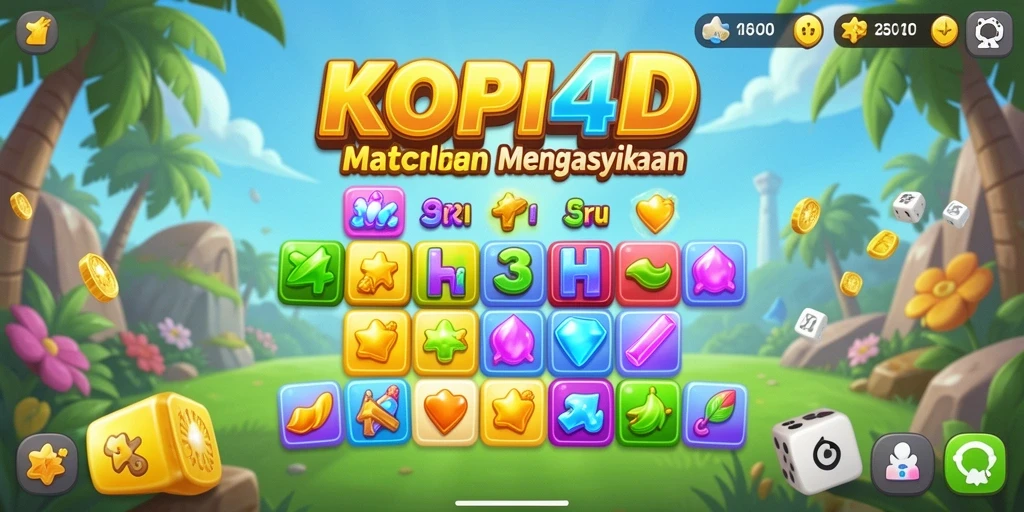 Gameplay seru KOPI4D dengan tantangan Match-3 yang mengasyikkan.