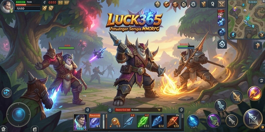 Tangkapan layar permainan <strong>LUCK365</strong> menampilkan pertarungan hebat antara pemain dalam dunia MMORPG.