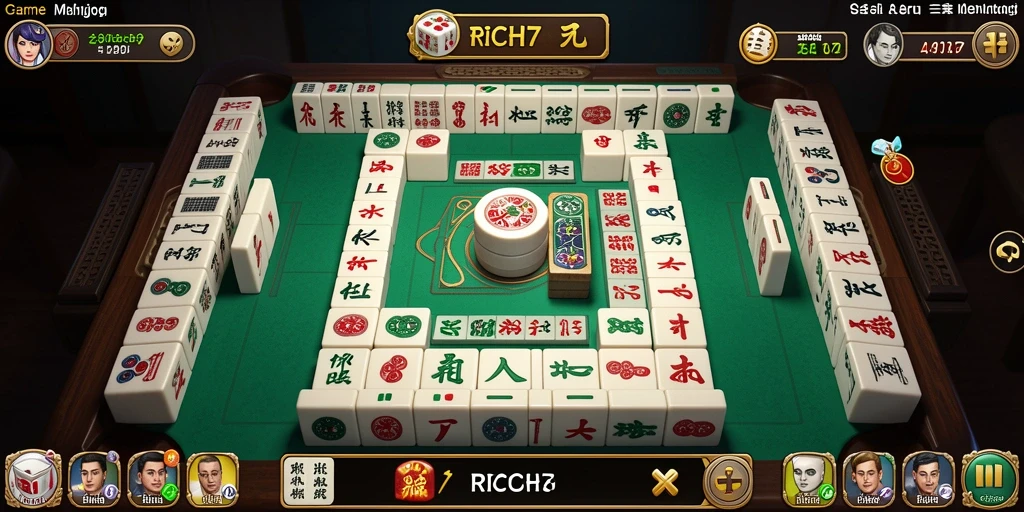 Tampilan gameplay Mahjong dari RICH7 yang memukau.