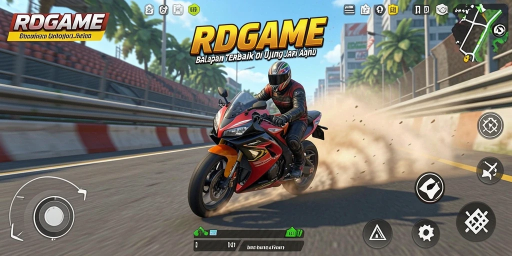 Tangkapan layar RPGAME menampilkan aksi balapan motor yang mendebarkan.