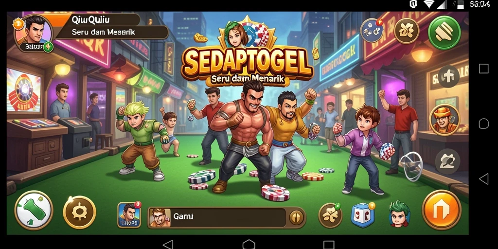 Screenshot utama gameplay SEDAPTOGEL menunjukkan suasana bermain QiuQiu yang seru.