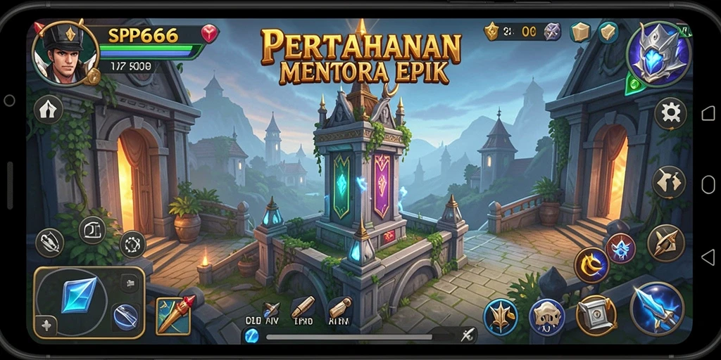 Tampilan gameplay SP666 menunjukkan strategi Tower Defense yang mendebarkan.