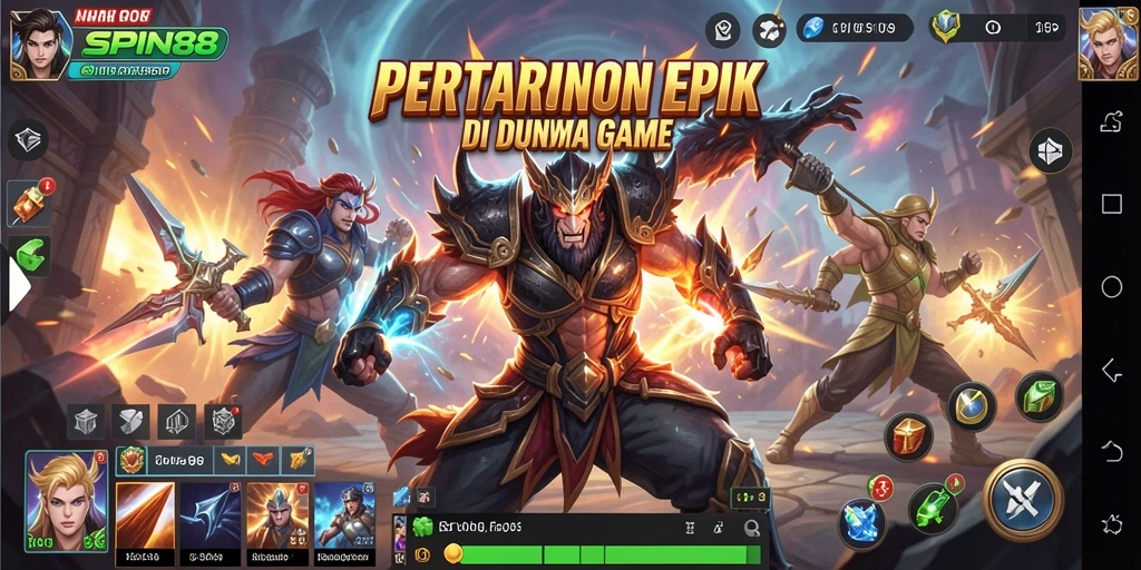 Screenshot menangkap aksi pertarungan intens di SPIN88.