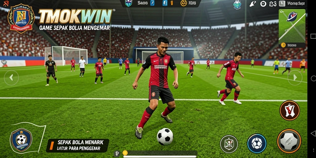 Tampilan menarik dari gameplay TMOKWIN di lapangan sepak bola.